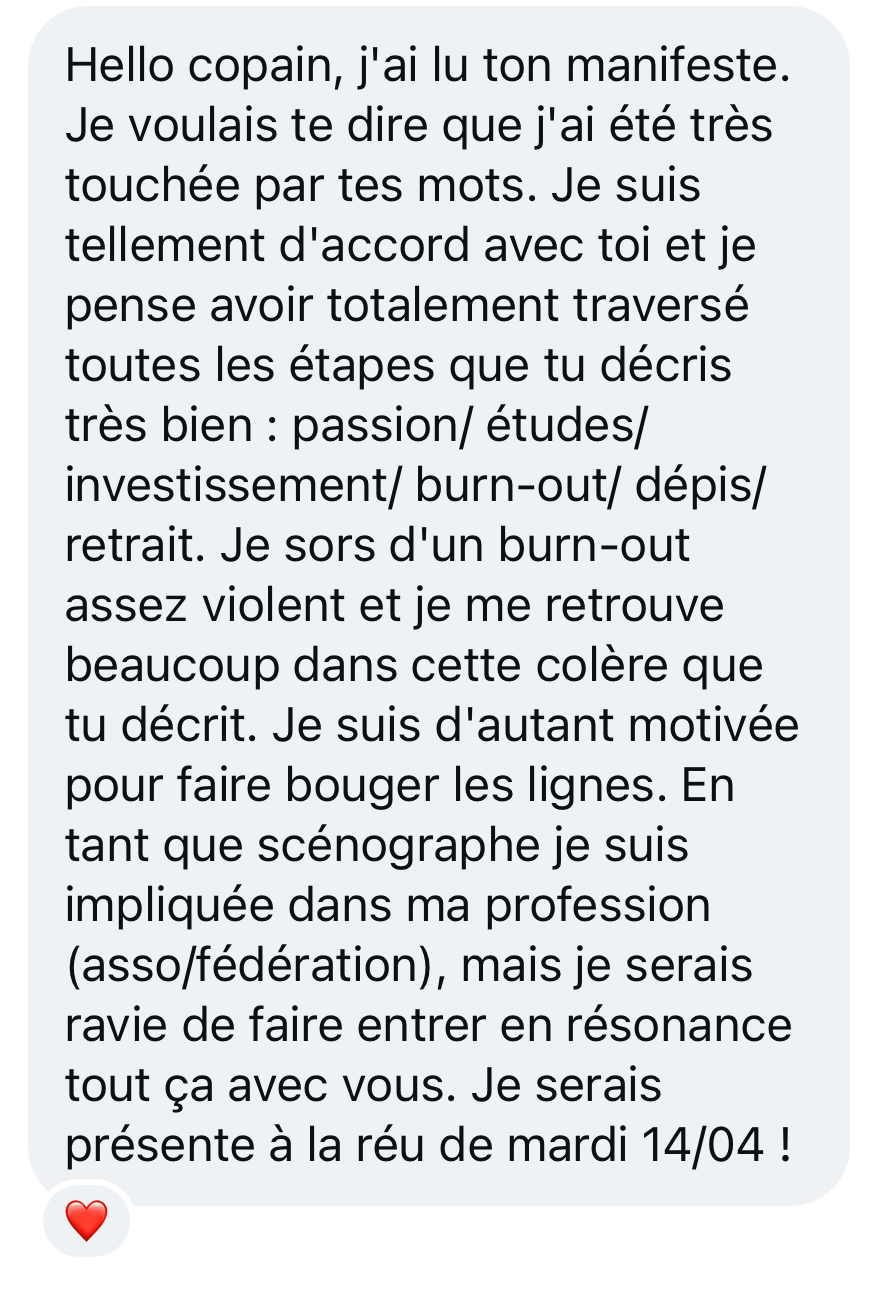 Message d'une copaine en burn-out