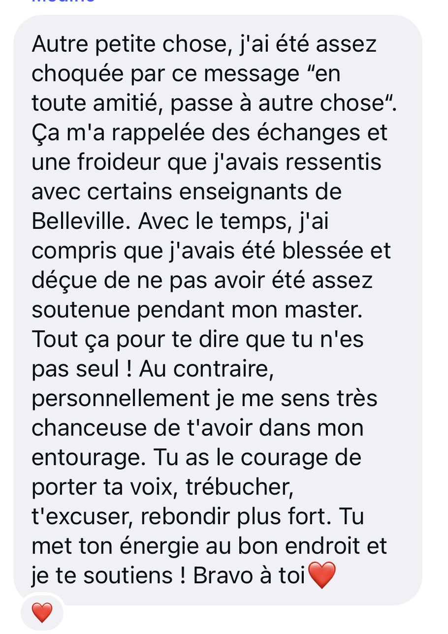 Suite du message de soutien